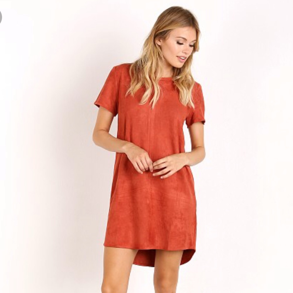 Minkpink Now or Never Suede Dress in Rust